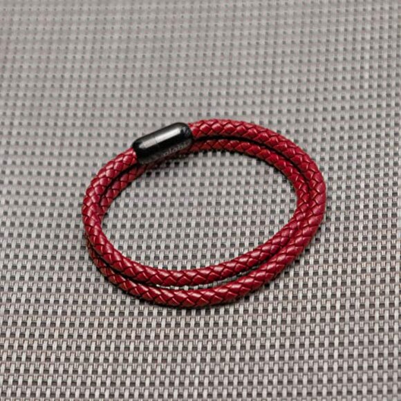 Genuine Leather Wrap Bracelet Braided Cuff Magnetic Clasp Unisex Minimal - Picture 7 of 8